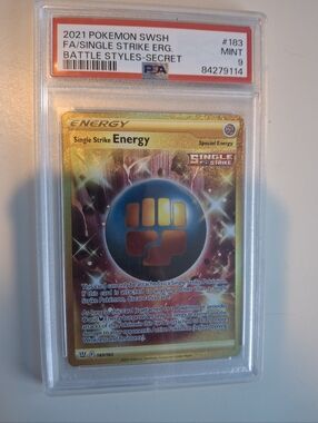2021 Single Strike Energy Gold Secret Rare 183/163 Swsh05: Battle Styles Psa 9